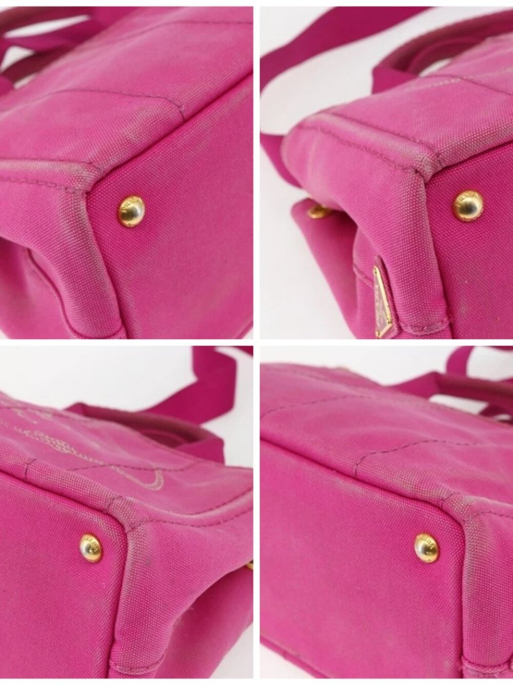PRADA Canapa PM Hand Bag Canvas 2way Pink Gold Auth ka2235 - Picture 16 of 16